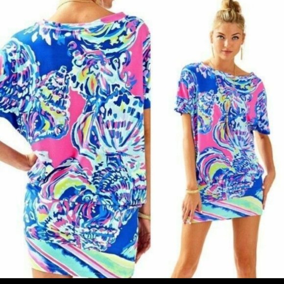 Lilly Pulitzer Lowe Dress Coastal Retreat Blue Pink Yellow White Short Mini S - Picture 4 of 16